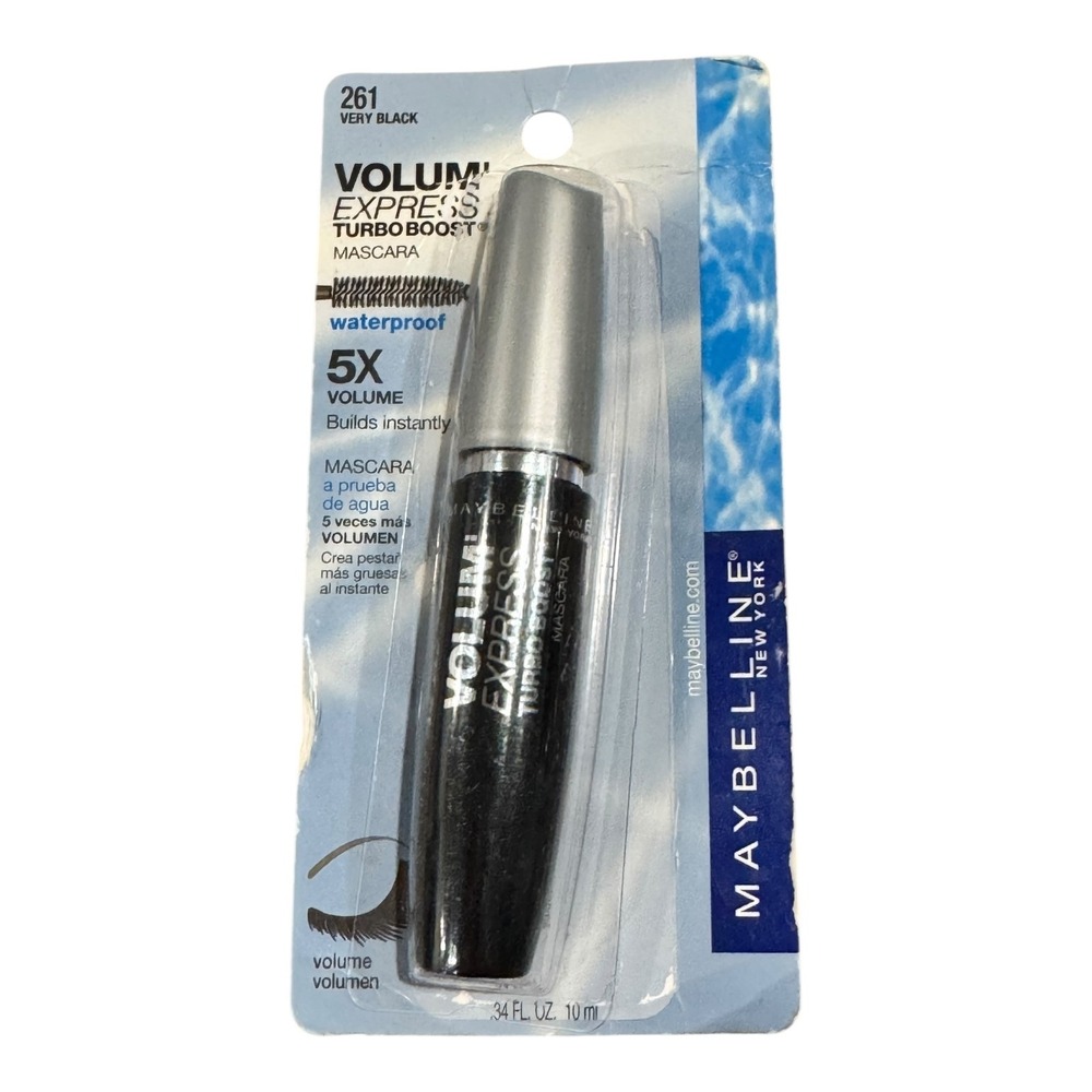 NEW Maybelline Volum' Express Turbo Boost Mascara WATERPROOF 261‎ VERY BLACK